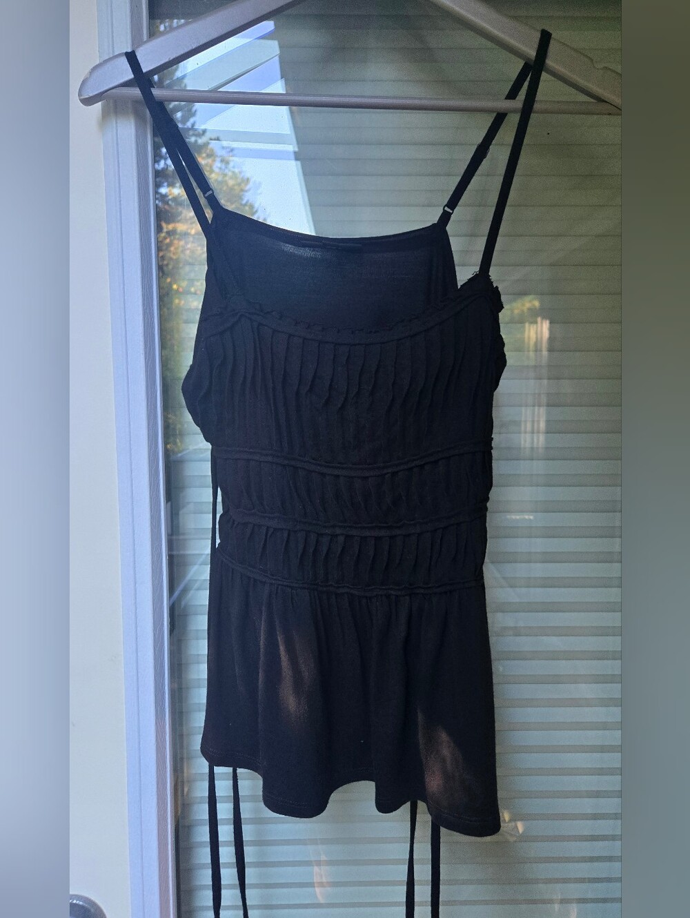 Warehouse Black Ruched Spaghetti Strap Top